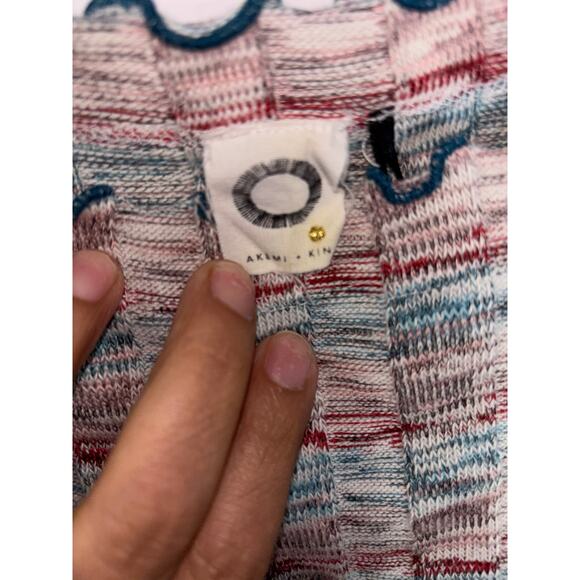 Anthropologie Akemi + Kin Kaden Multicolored Ribbed Ruffle Knit Tank Top Sz M - Picture 2 of 5